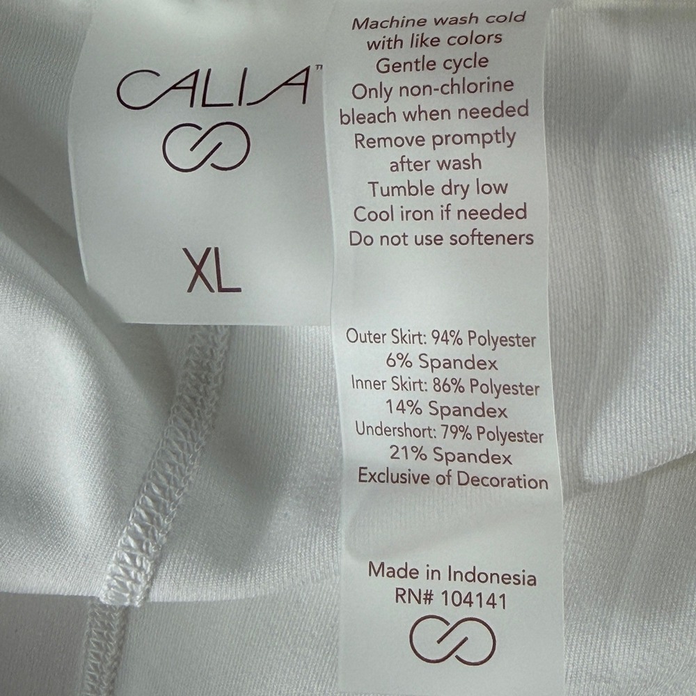CALIA Womens XL Pleated Mesh Skort Pure White Tennis Court Skirt WAX15225W NWT - Picture 8 of 9